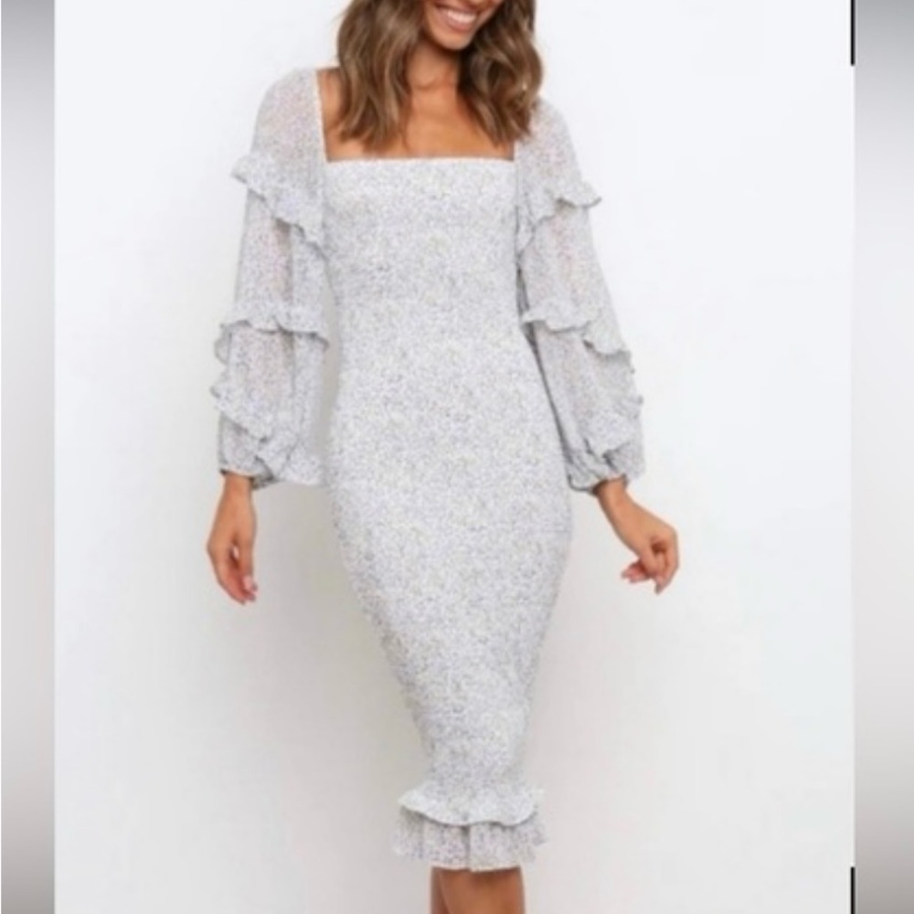 Elegant White Ruffle Dress